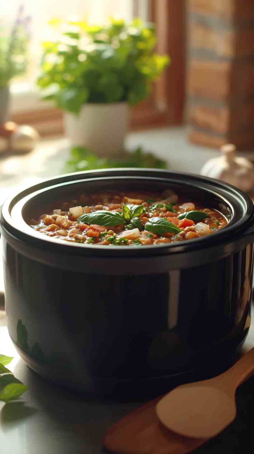Cozy Slow Cooker Minestrone Soup