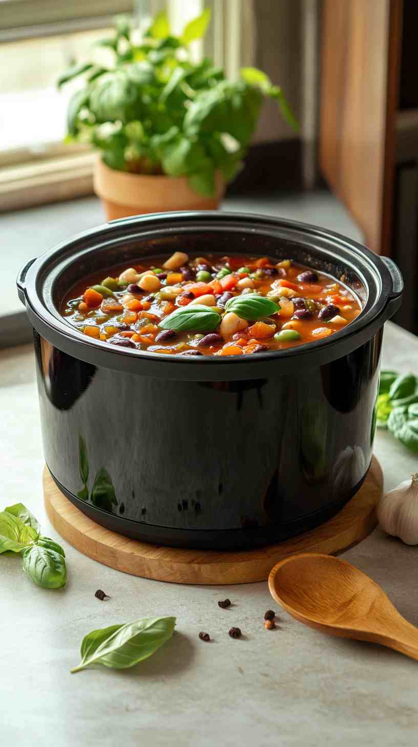Cozy Slow Cooker Minestrone Soup
