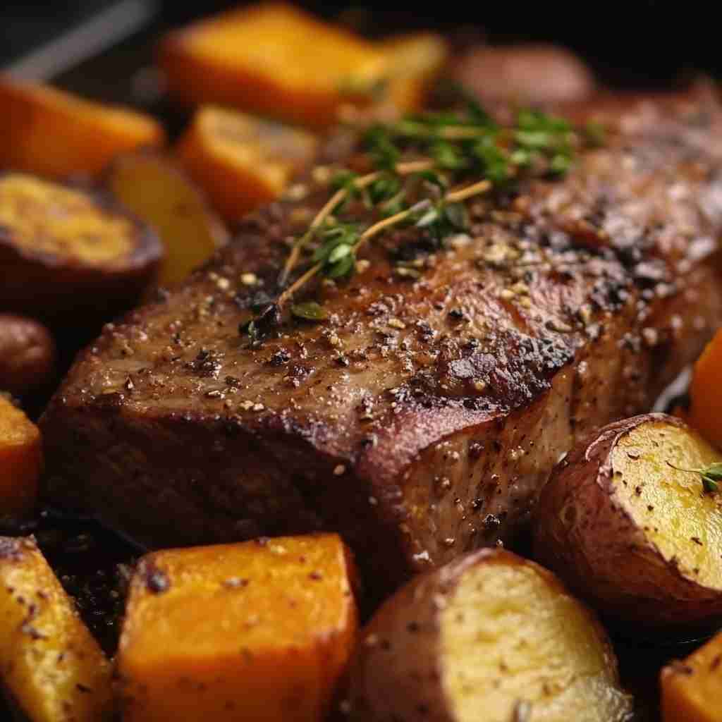 Crock Pot Arm Roast with Sweet Potatoes and Root Vegetables