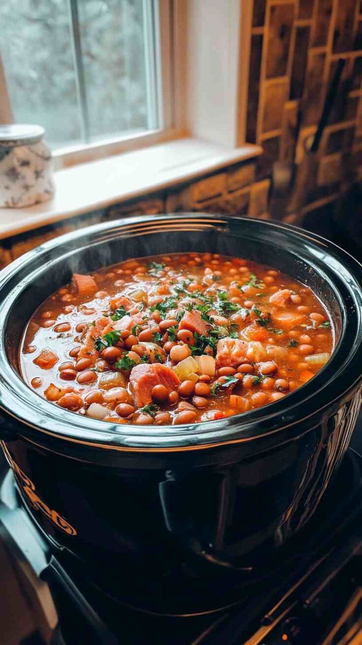 Crock Pot Smoky Ham and Bean Soup