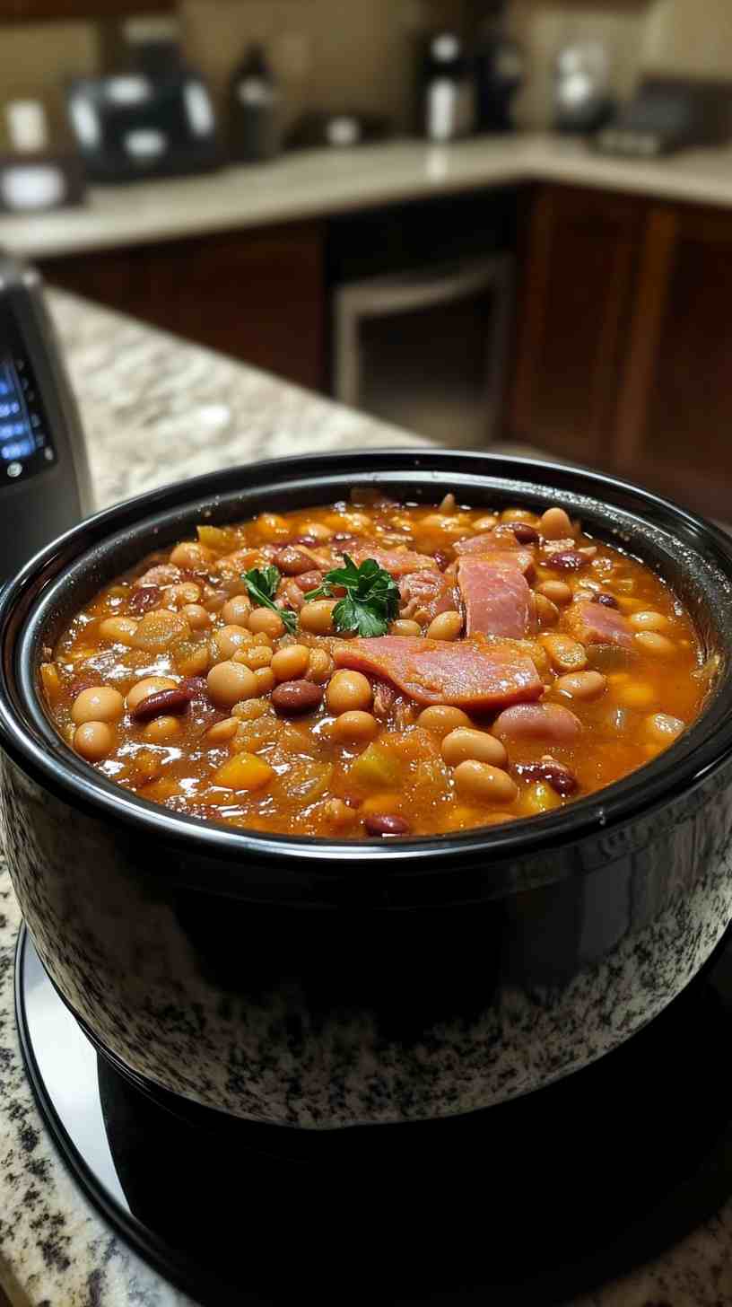 Crock Pot Smoky Ham and Bean Soup