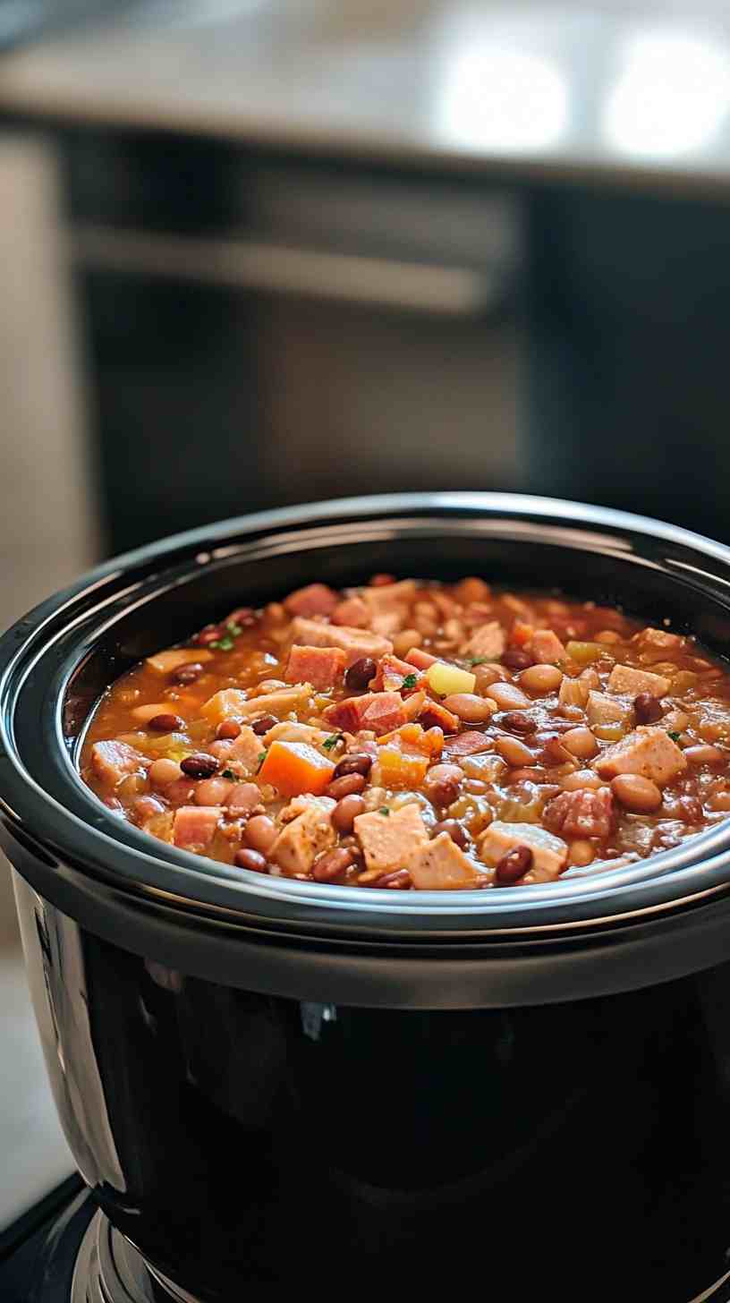 Crock Pot Smoky Ham and Bean Soup