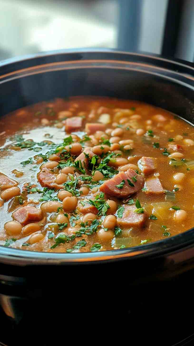 Crock Pot Smoky Ham and Bean Soup