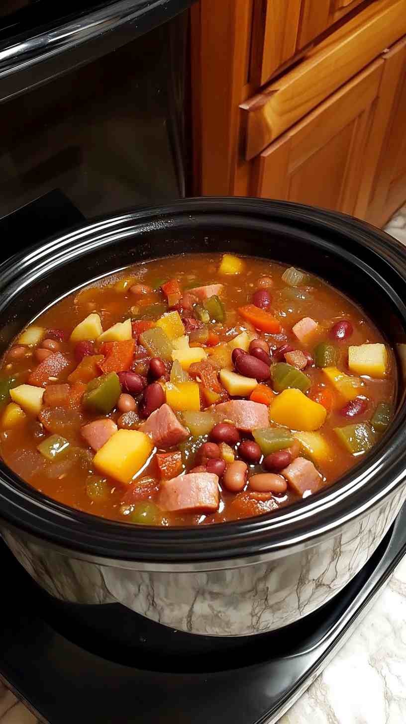 Crock Pot Smoky Ham and Bean Soup