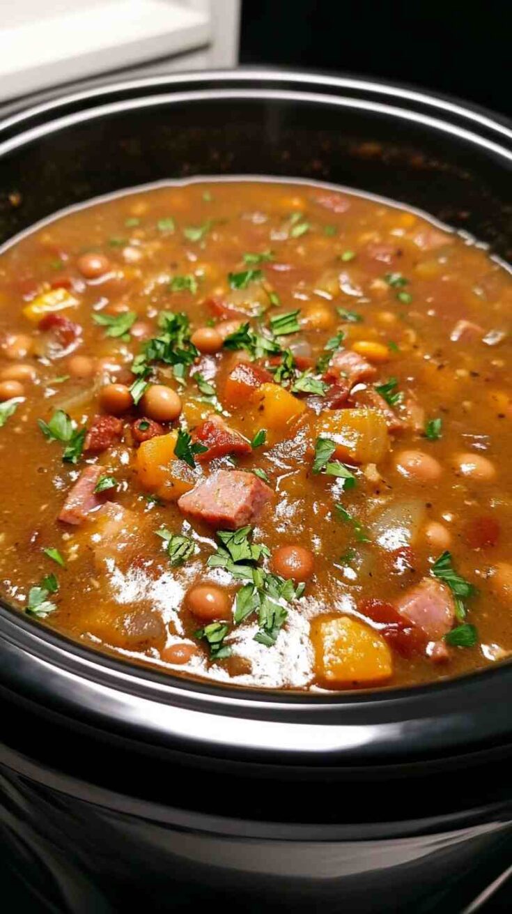 Crock Pot Smoky Ham and Bean Soup