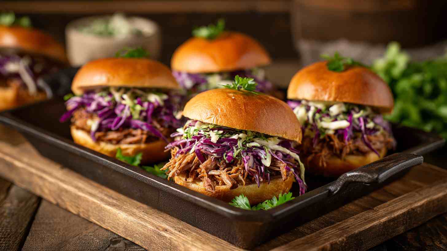 Crockpot BBQ Pulled Pork Sliders with Coleslaw
