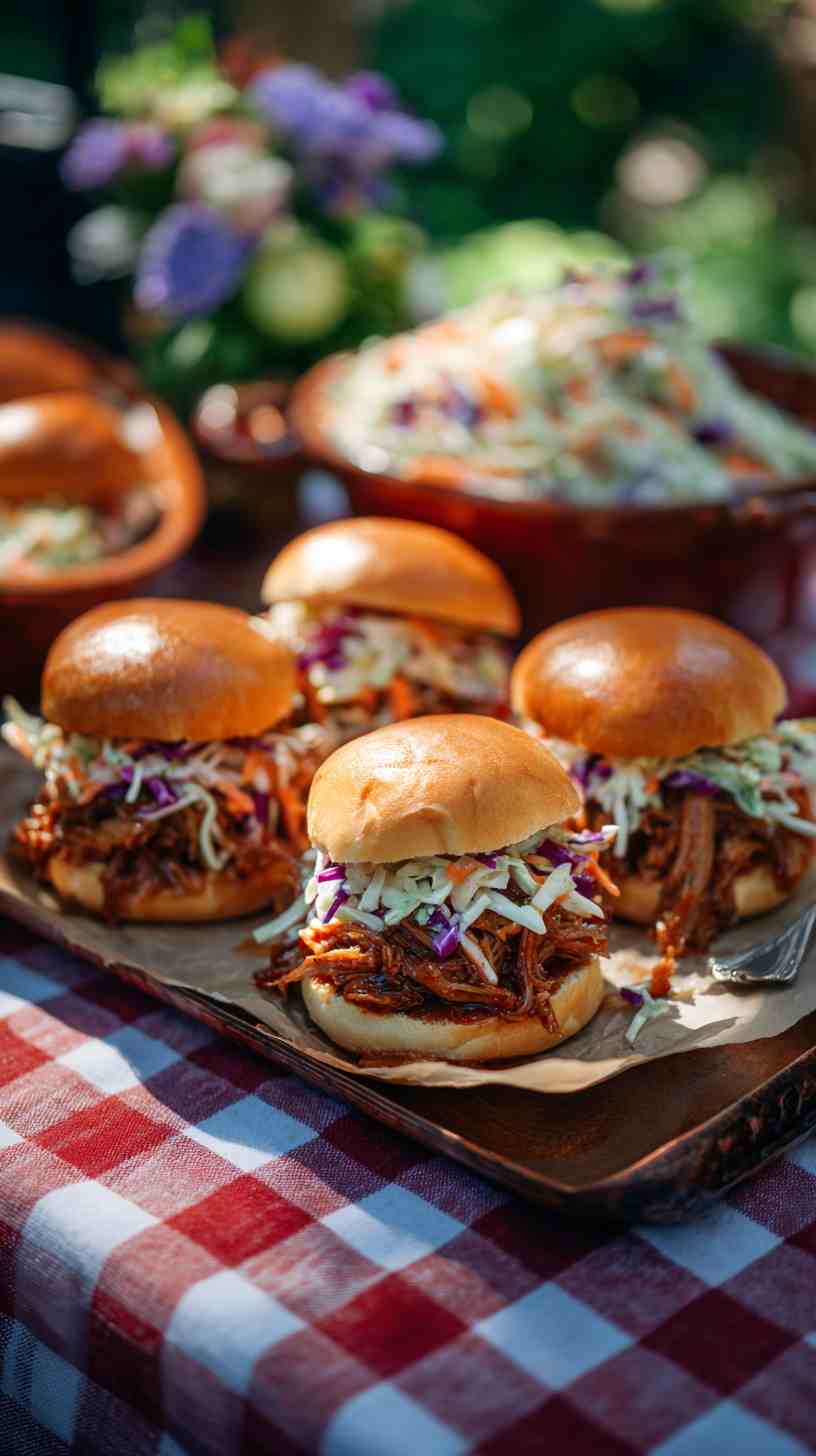 Crockpot BBQ Pulled Pork Sliders with Coleslaw