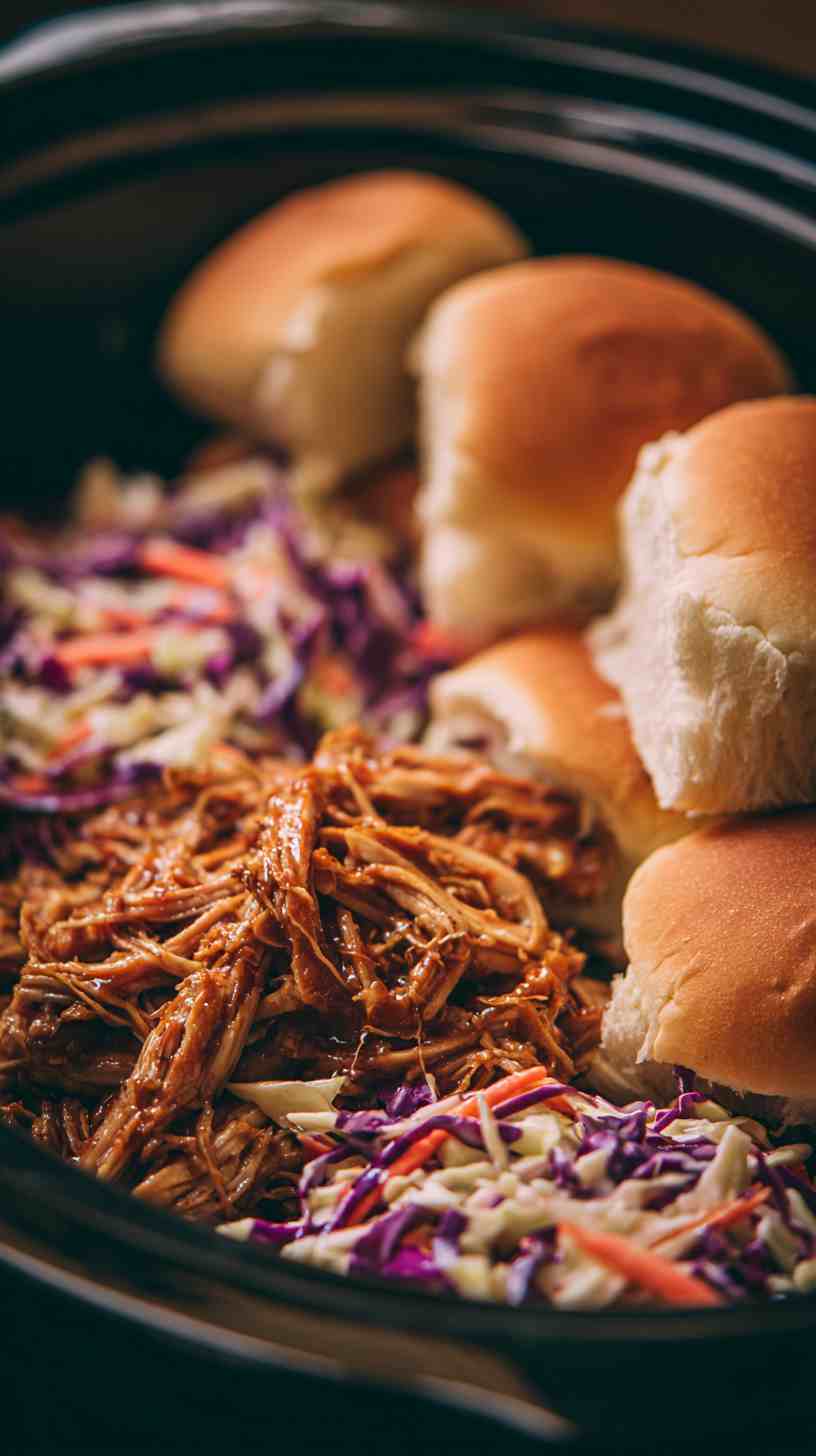 Crockpot BBQ Pulled Pork Sliders with Coleslaw