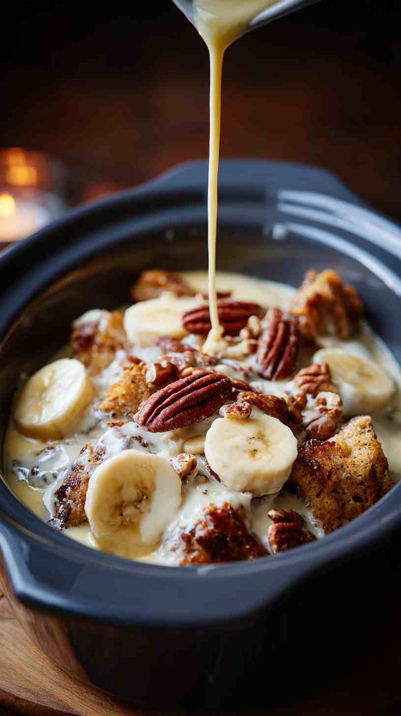 Crockpot Banana Nut Bread Pudding