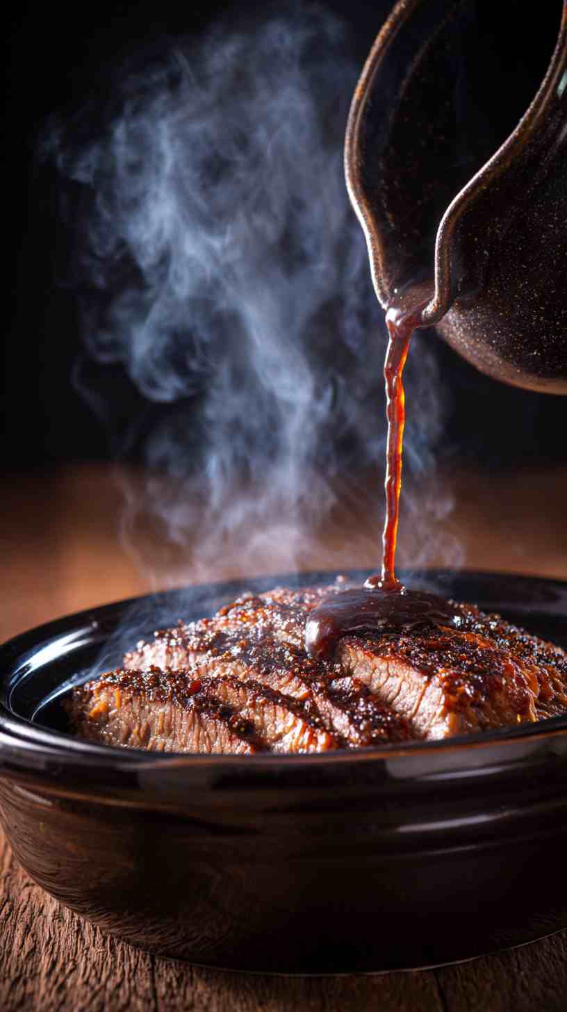 Crockpot Barbecue Beef Brisket with Rich Gravy
