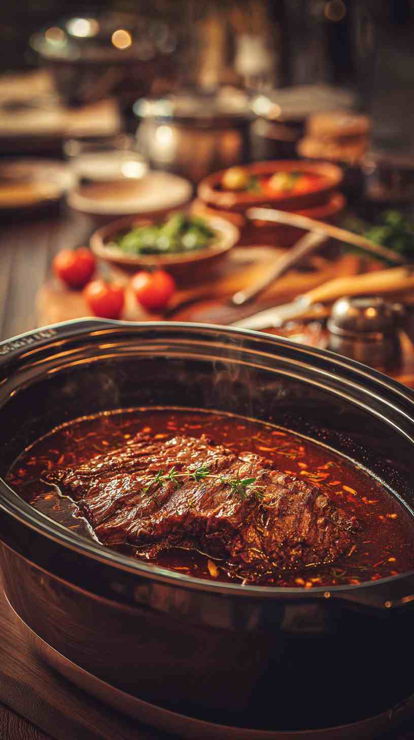Crockpot Barbecue Beef Brisket with Rich Gravy