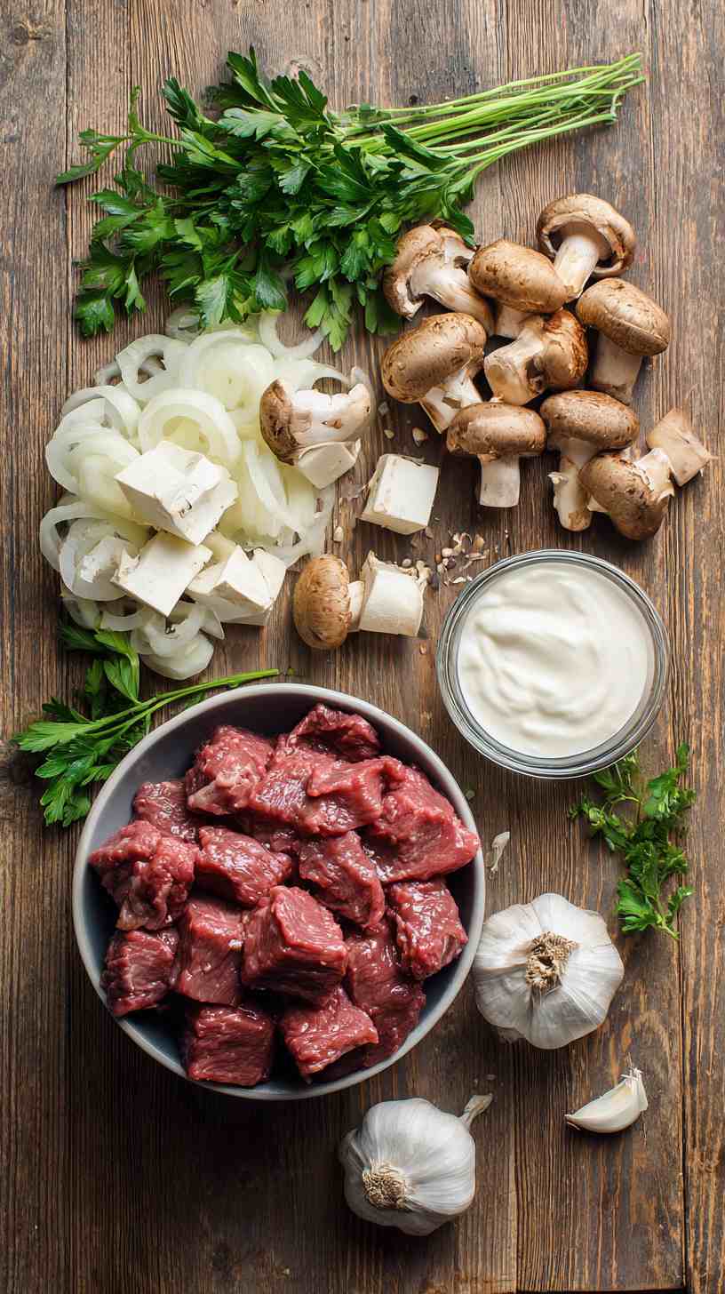Crockpot Beef Stroganoff with Mushrooms and Onions Crockpot Beef Stroganoff with Mushrooms and Onions