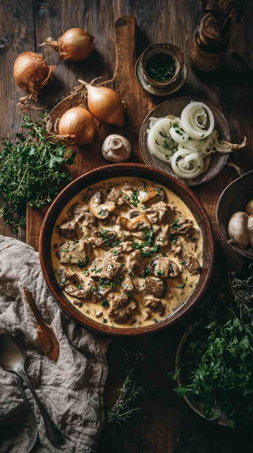 Crockpot Beef Stroganoff with Mushrooms and Onions Crockpot Beef Stroganoff with Mushrooms and Onions