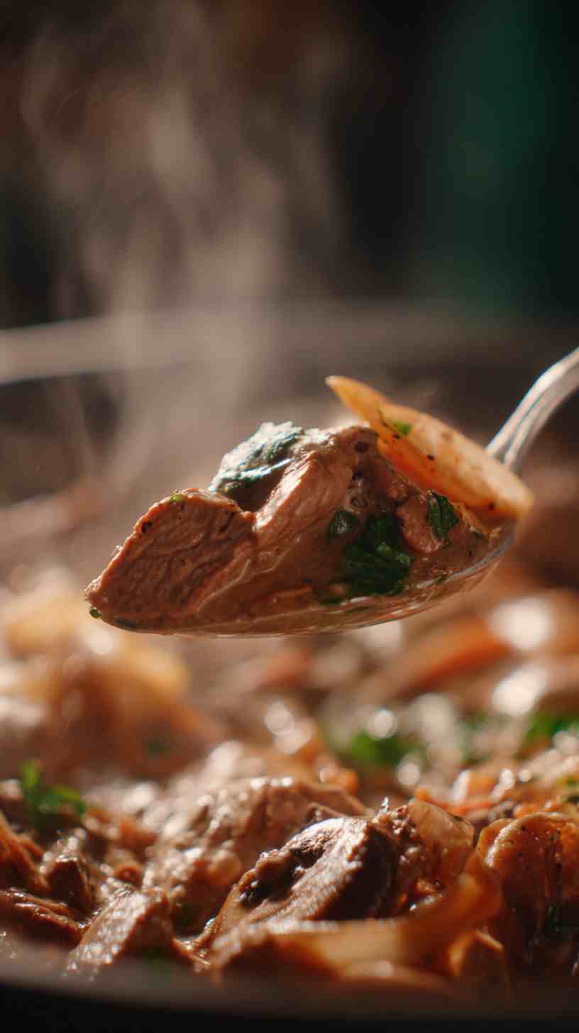 Crockpot Beef Stroganoff with Mushrooms and Onions Crockpot Beef Stroganoff with Mushrooms and Onions
