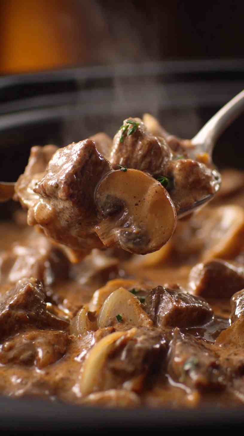 Crockpot Beef Stroganoff with Mushrooms and Onions Crockpot Beef Stroganoff with Mushrooms and Onions