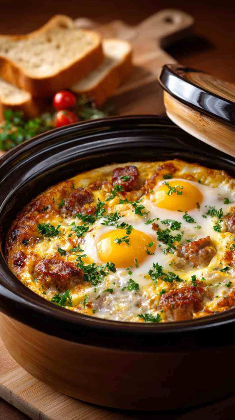Crockpot Breakfast Egg Casserole with Sausage