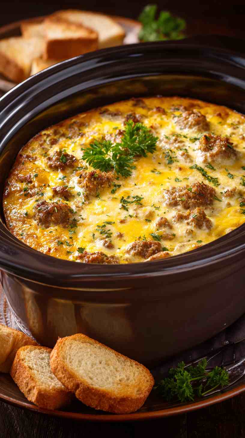 Crockpot Breakfast Egg Casserole with Sausage