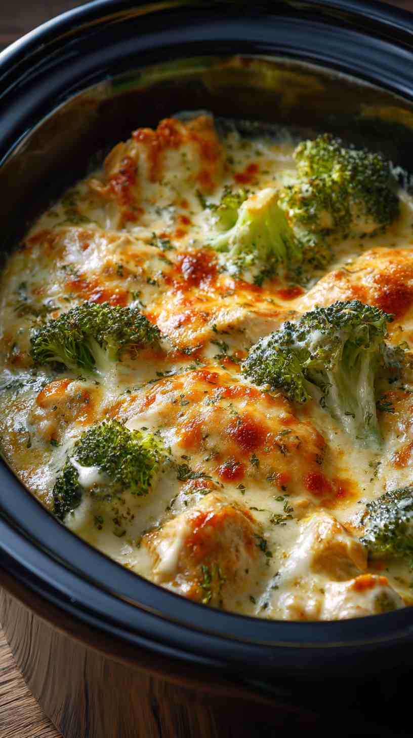 Crockpot Cheesy Broccoli and Chicken Casserole Crockpot Cheesy Broccoli and Chicken Casserole