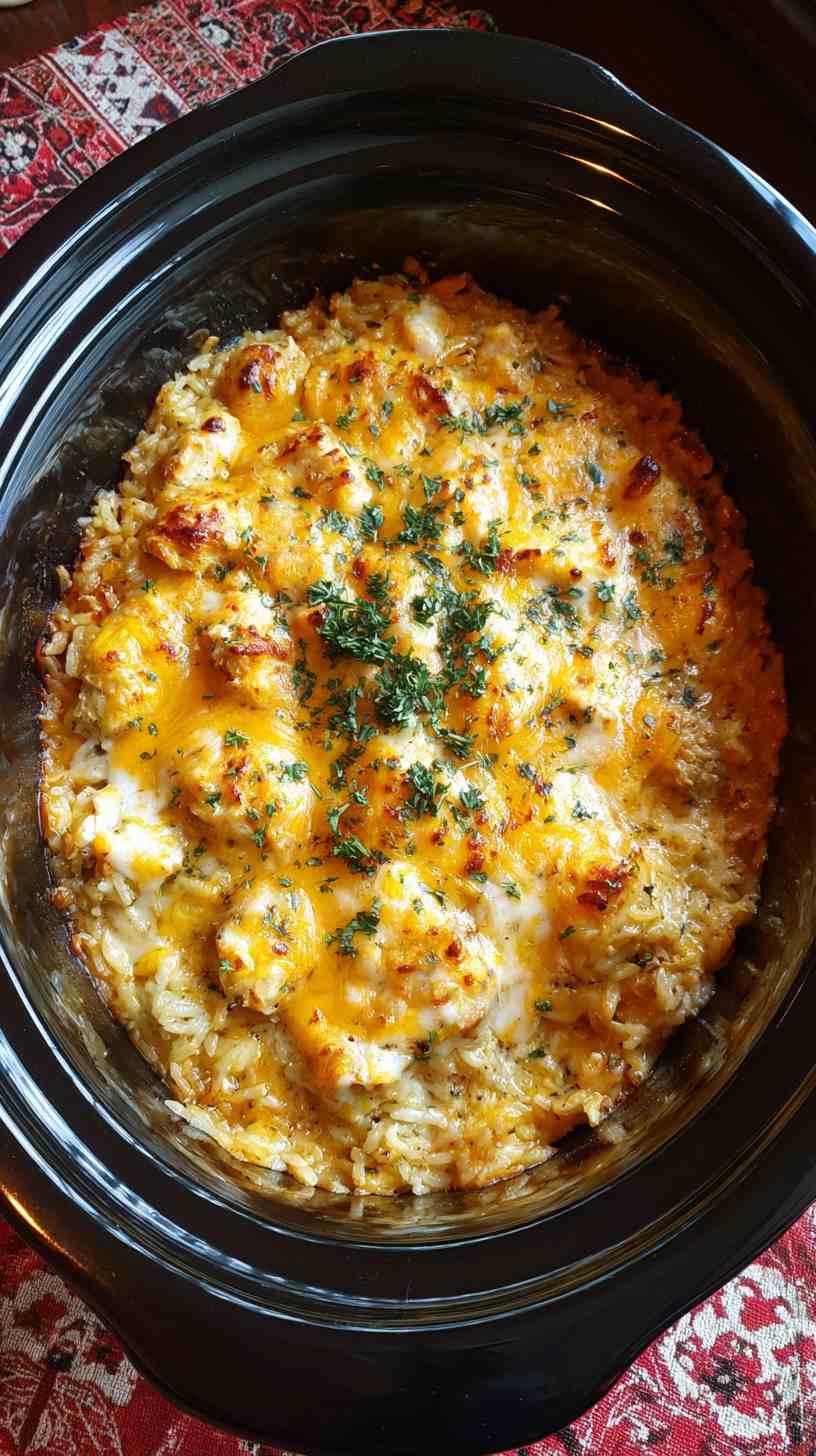 Crockpot Cheesy Chicken and Rice Casserole Crockpot Cheesy Chicken and Rice Casserole