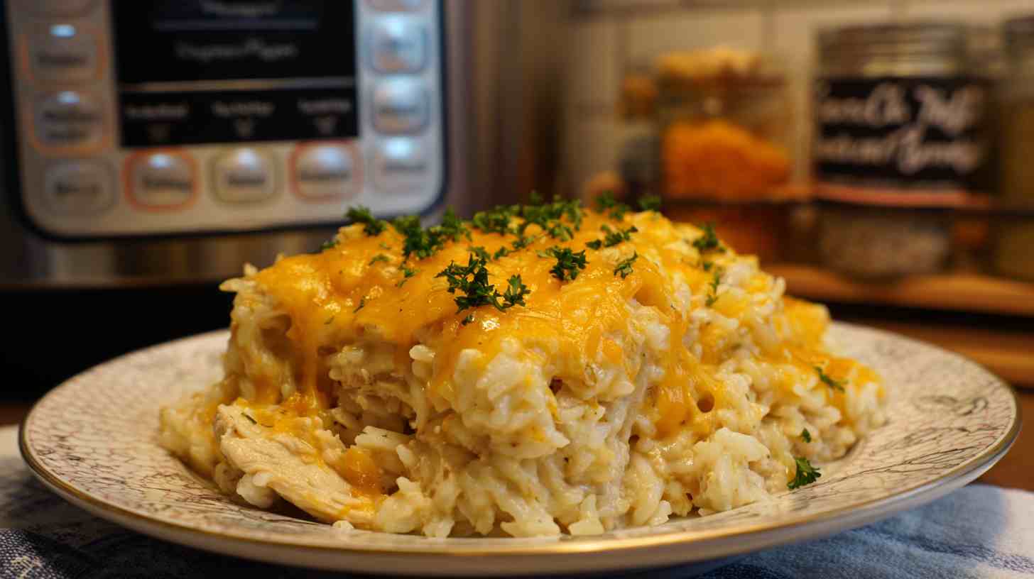 Crockpot Cheesy Chicken and Rice Casserole