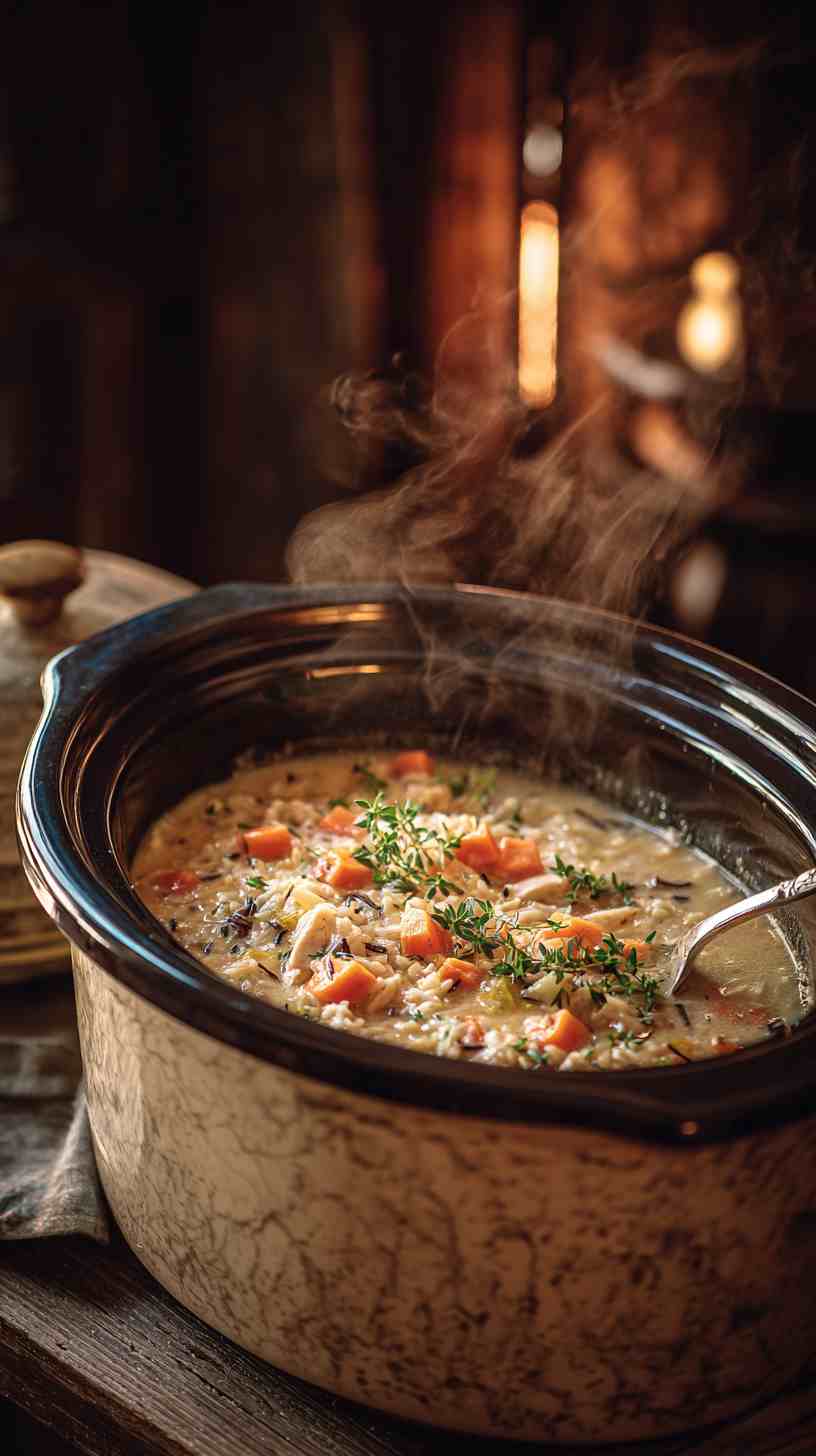 Crockpot Creamy Chicken and Wild Rice Soup