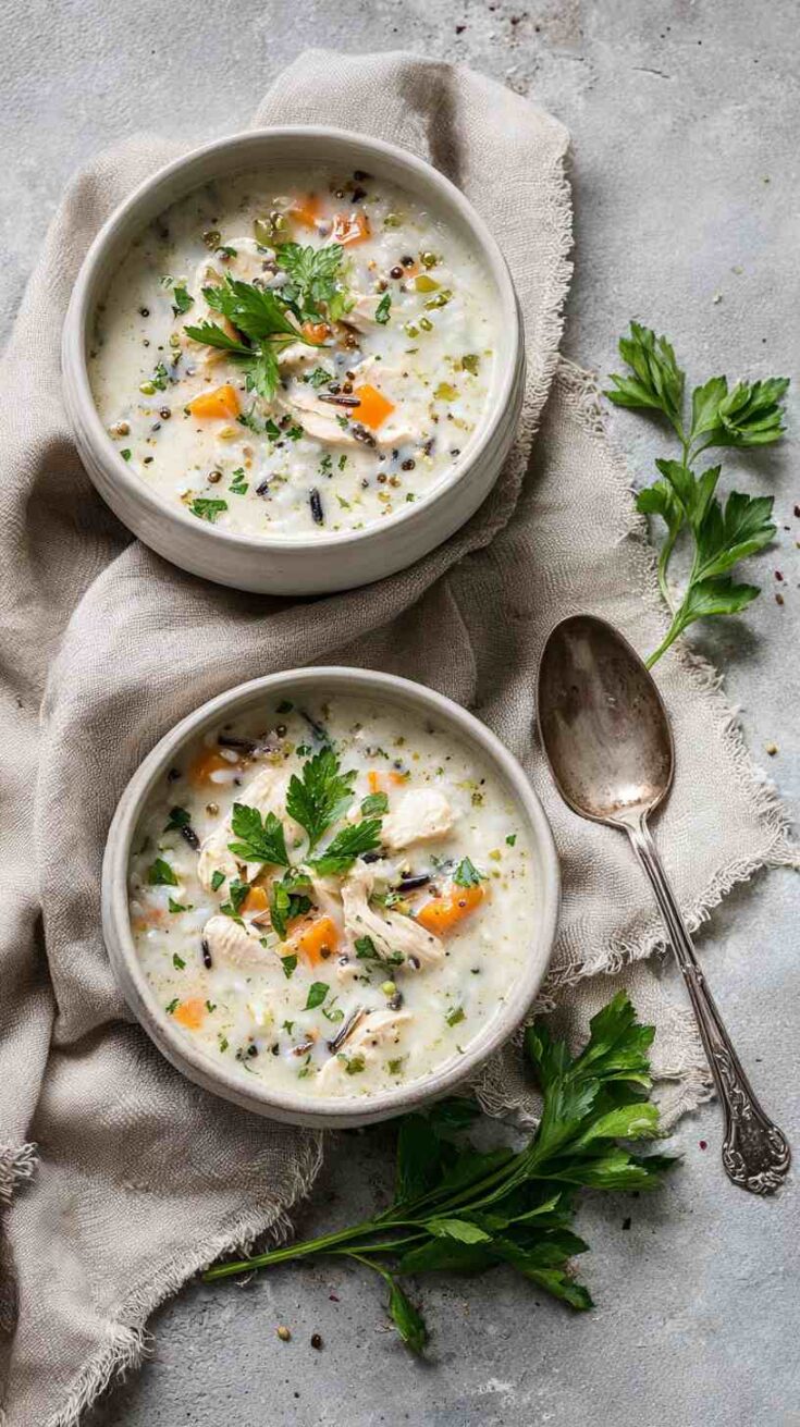 Crockpot Creamy Chicken and Wild Rice Soup