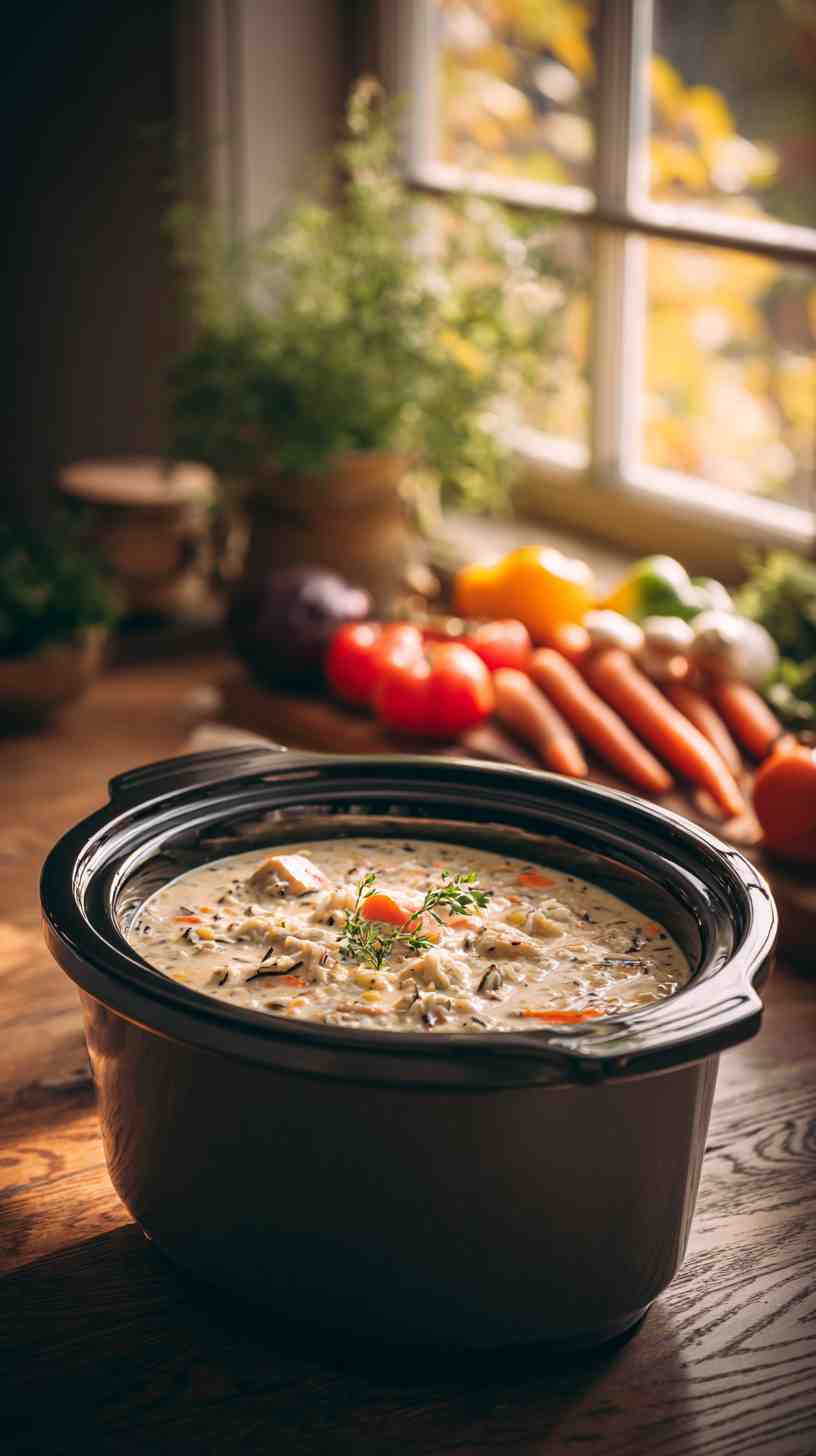 Crockpot Creamy Chicken and Wild Rice Soup