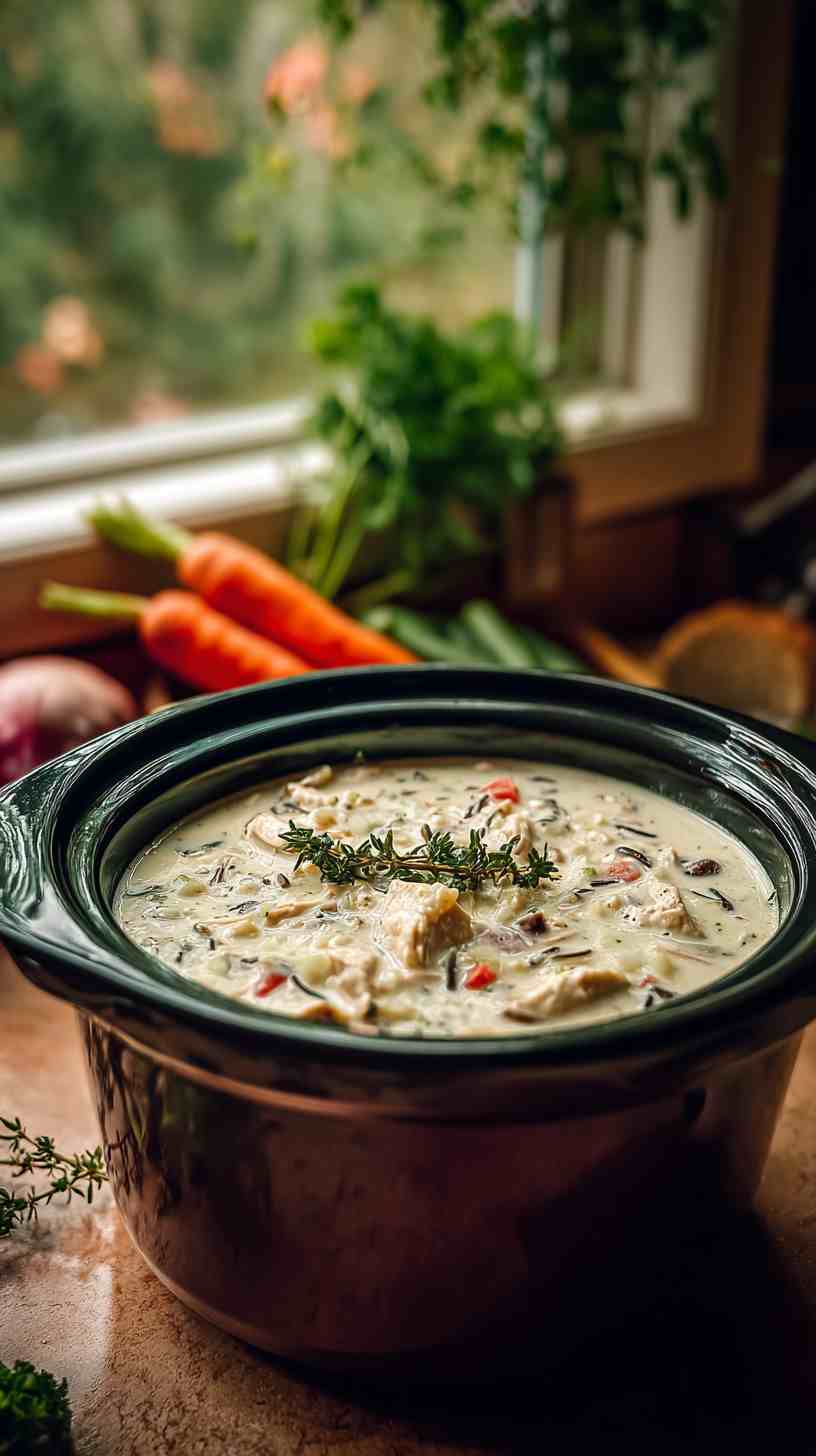 Crockpot Creamy Chicken and Wild Rice Soup