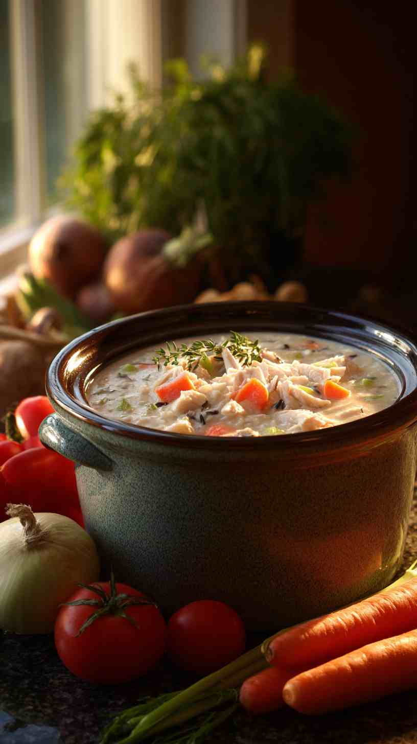 Crockpot Creamy Chicken and Wild Rice Soup