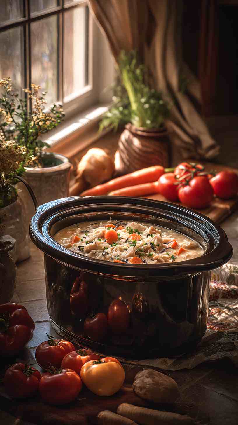 Crockpot Creamy Chicken and Wild Rice Soup