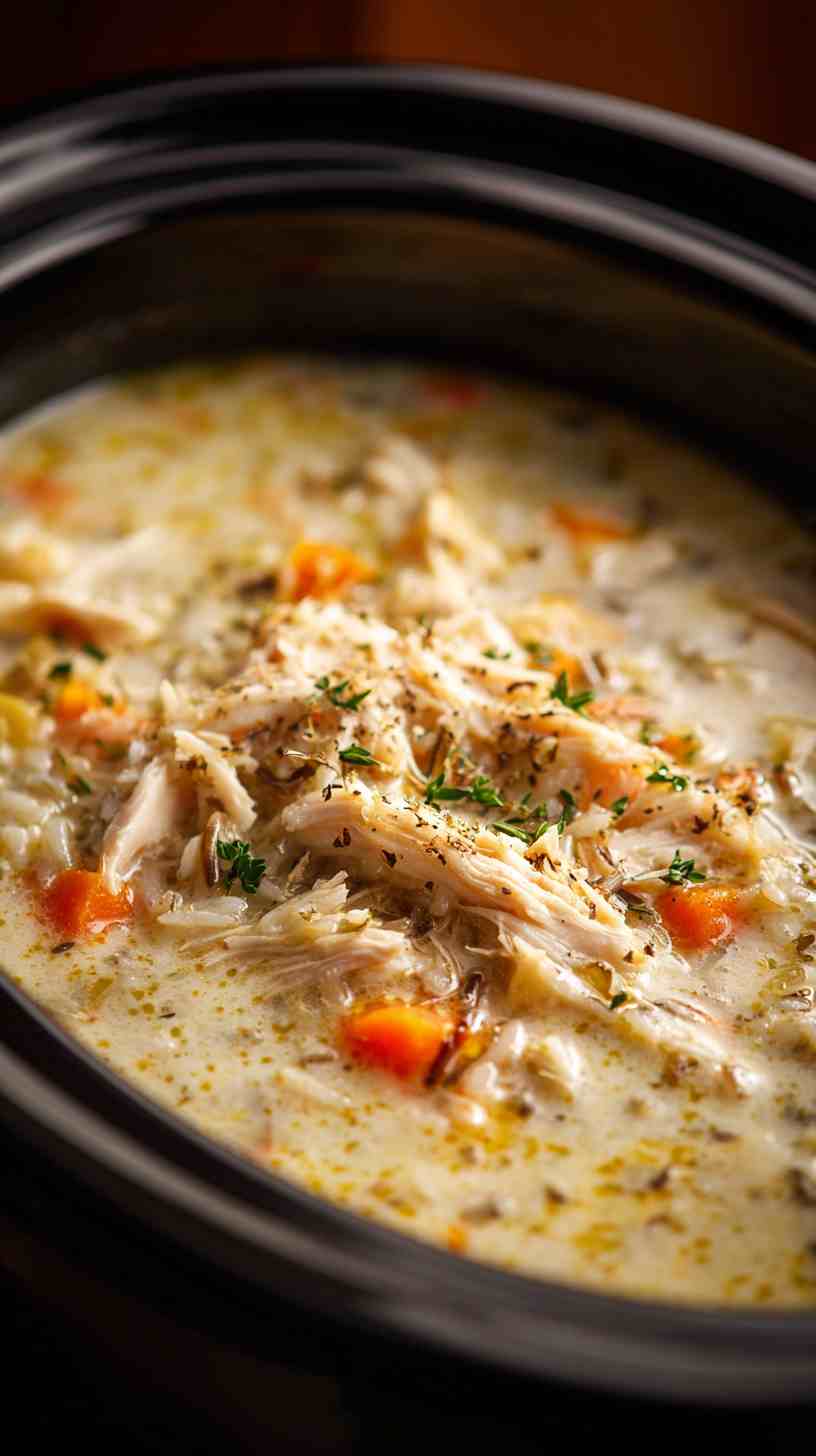 Crockpot Creamy Chicken and Wild Rice Soup