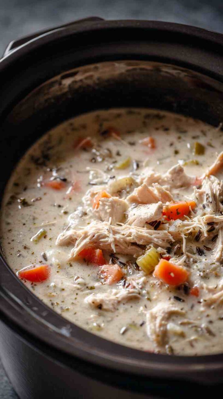 Crockpot Creamy Chicken and Wild Rice Soup