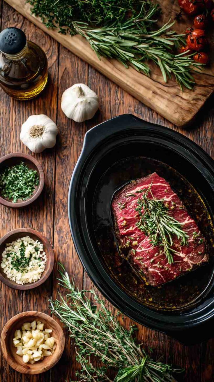 Crockpot Garlic and Herb Braised Beef Chuck