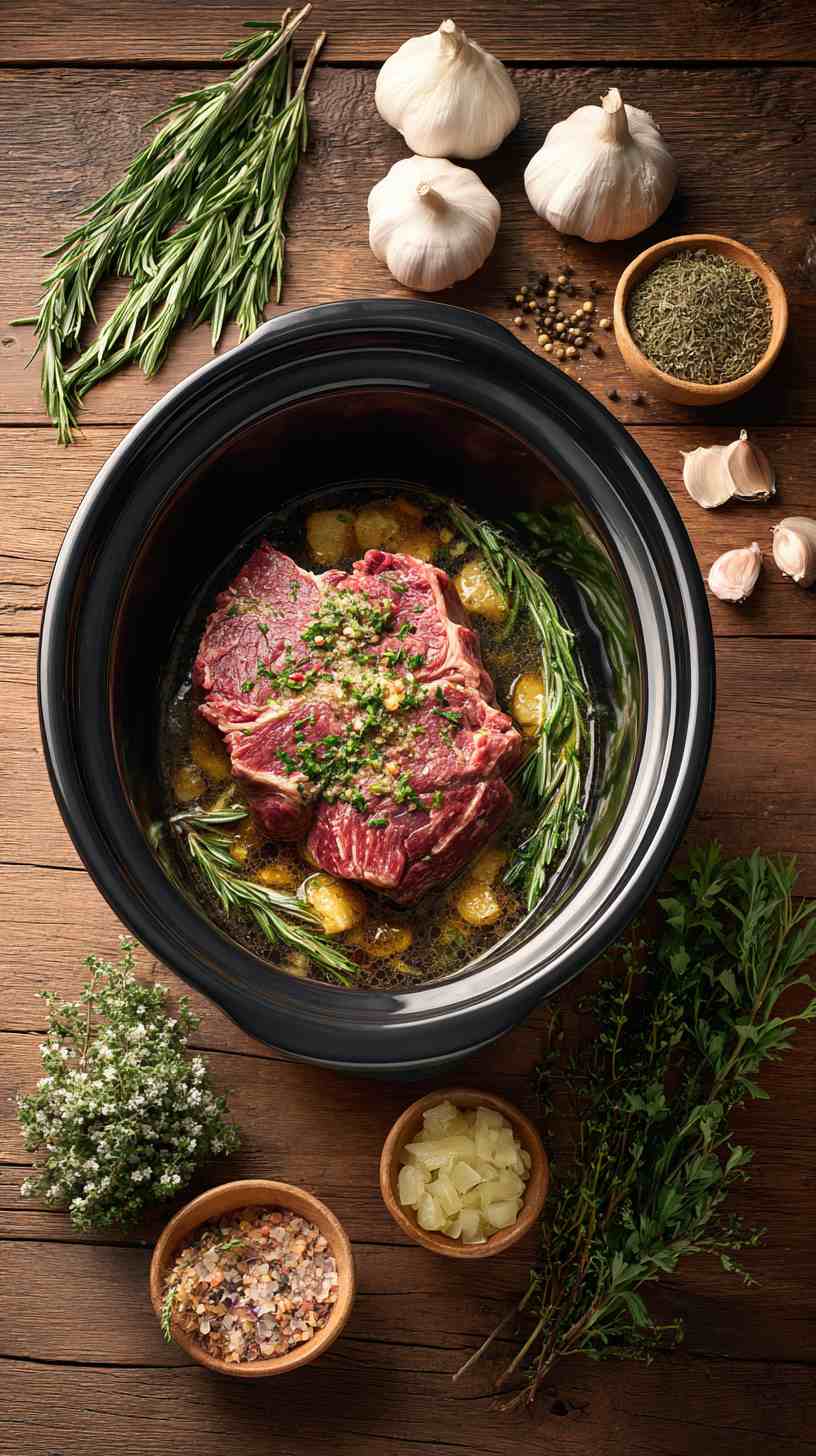 Crockpot Garlic and Herb Braised Beef Chuck