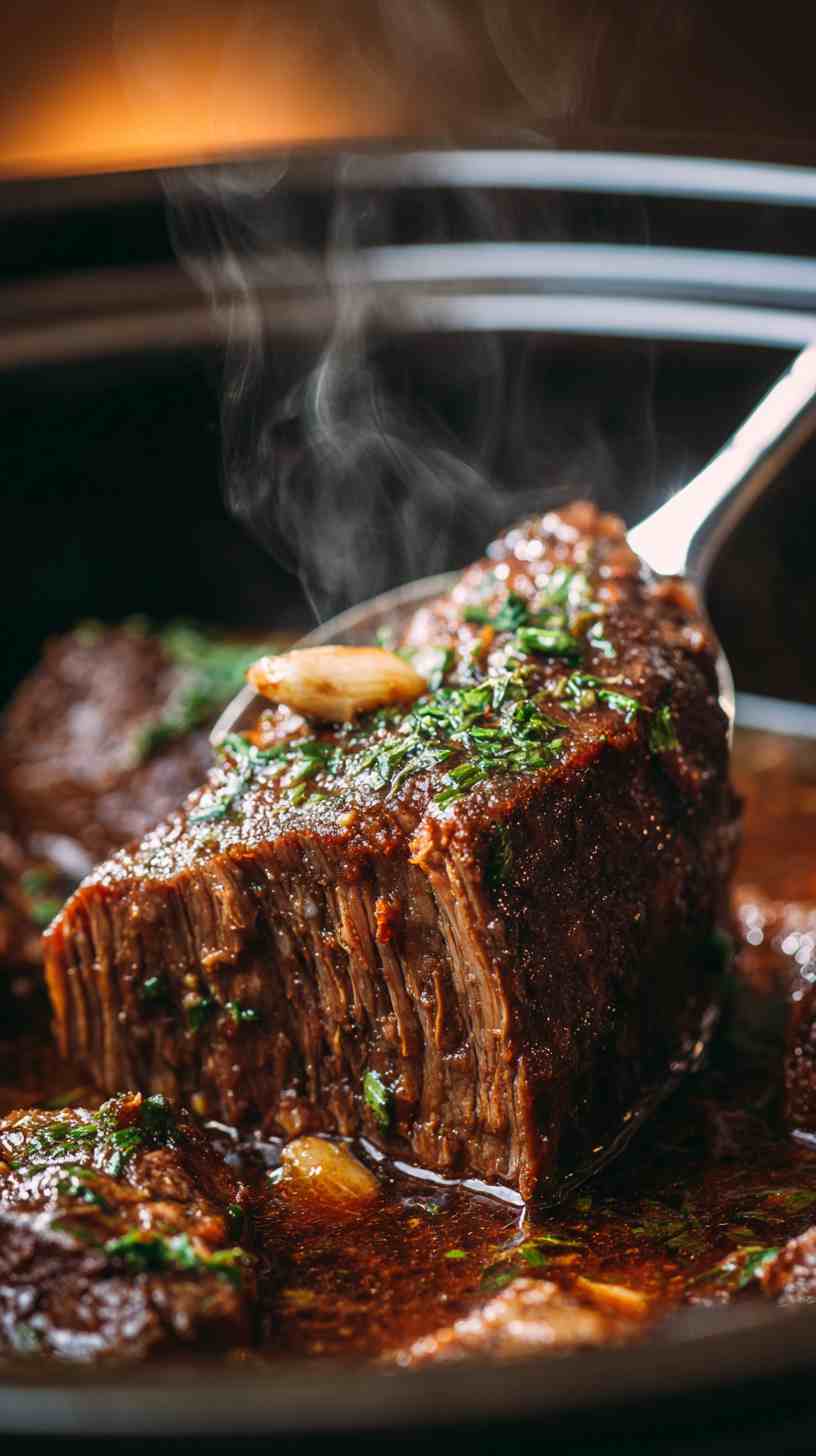 Crockpot Garlic and Herb Braised Beef Chuck