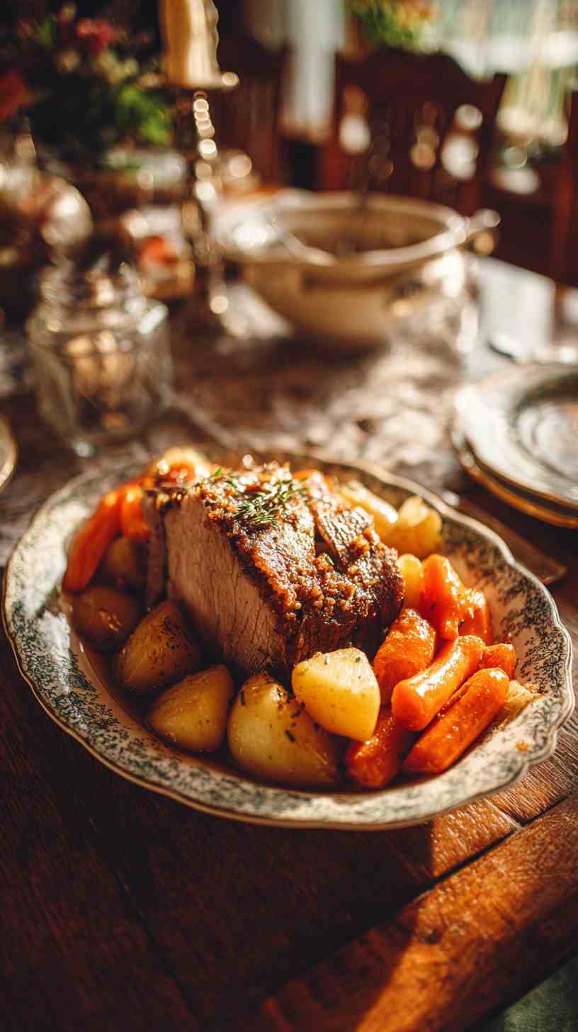 Crockpot Honey Garlic Pork Roast with Carrots and Potatoes