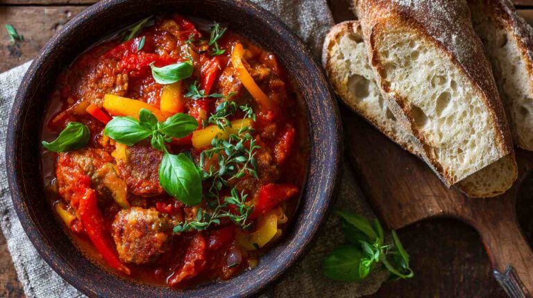 Crockpot Italian Sausage and Peppers with Marinara