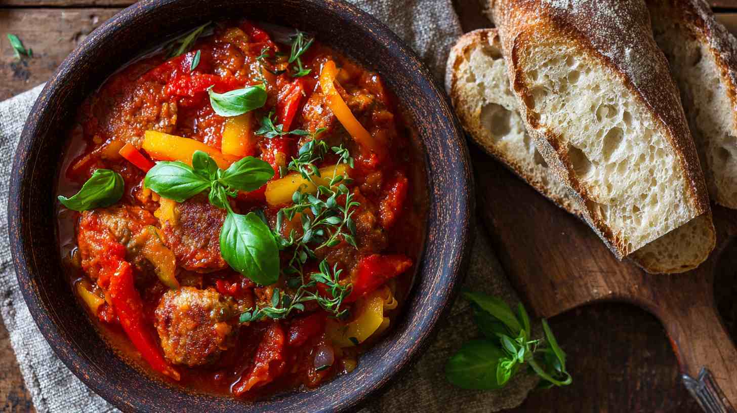 Crockpot Italian Sausage and Peppers with Marinara
