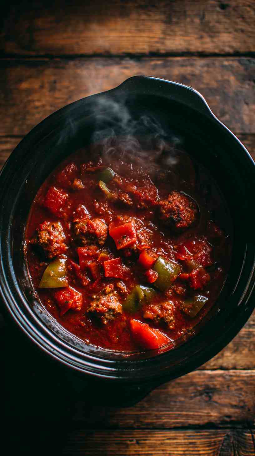 Crockpot Italian Sausage and Peppers with Marinara Crockpot Italian Sausage and Peppers with Marinara