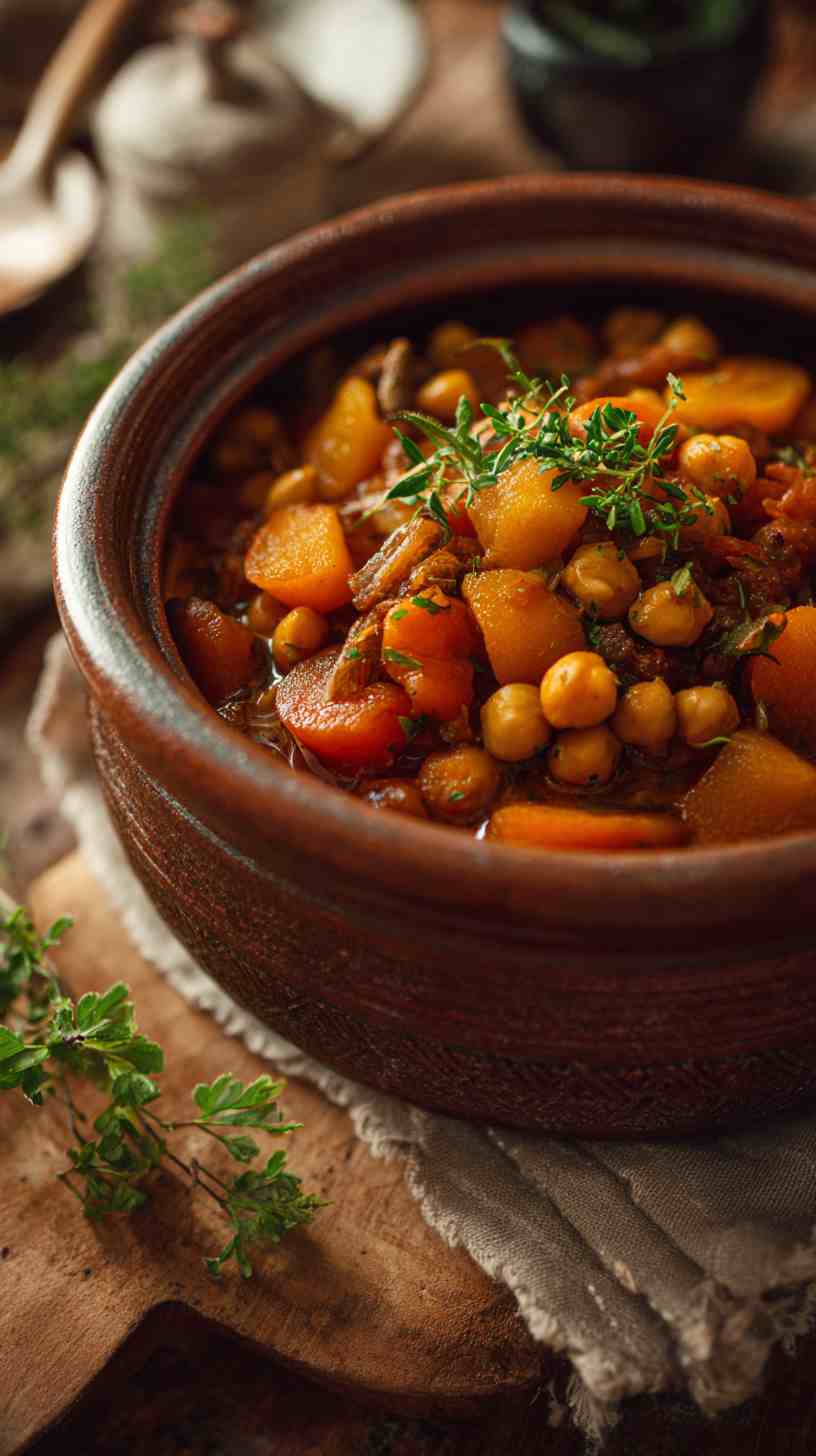 Crockpot Moroccan Chickpea Stew with Apricots and Chickpeas