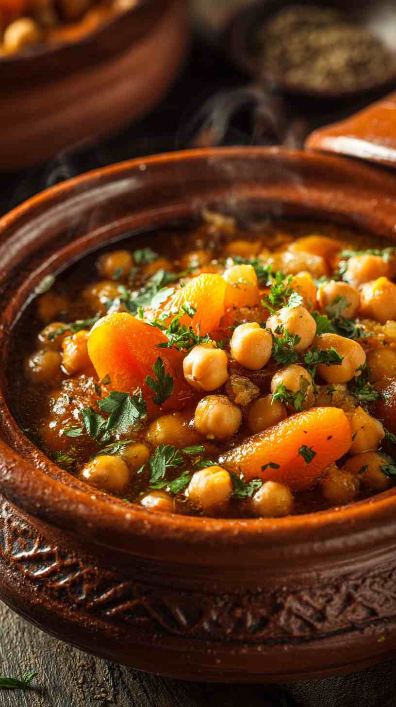 Crockpot Moroccan Chickpea Stew with Apricots and Chickpeas