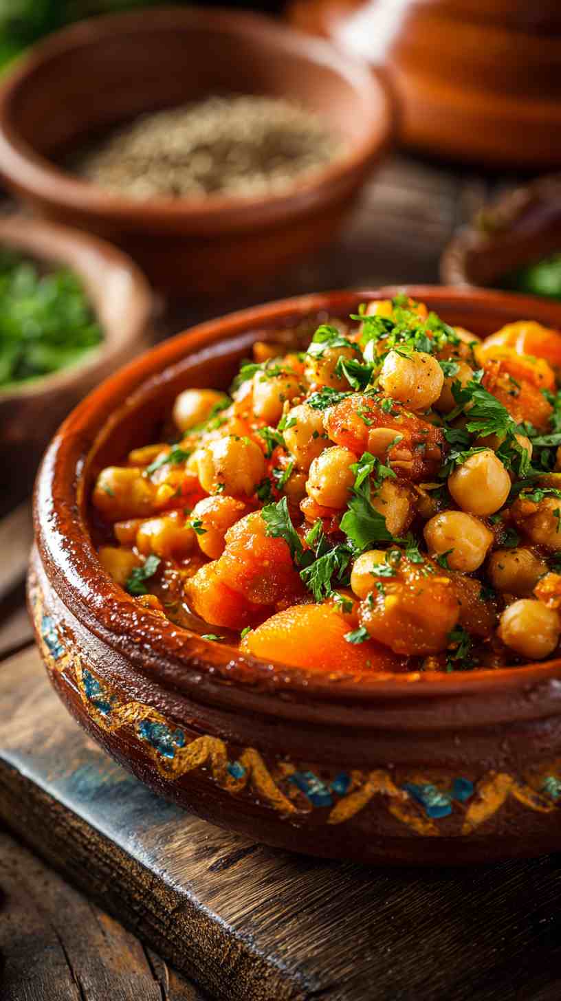 Crockpot Moroccan Chickpea Stew with Apricots and Chickpeas