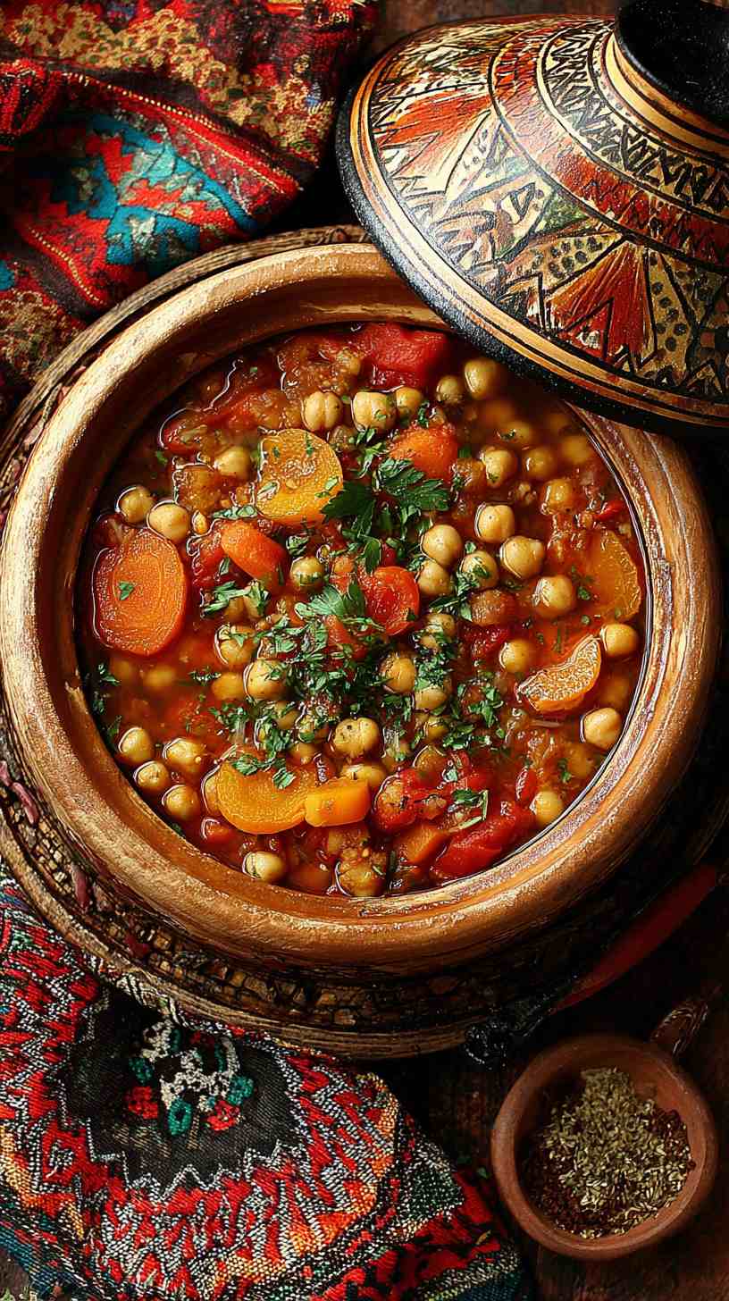 Crockpot Moroccan Chickpea Stew with Apricots and Chickpeas
