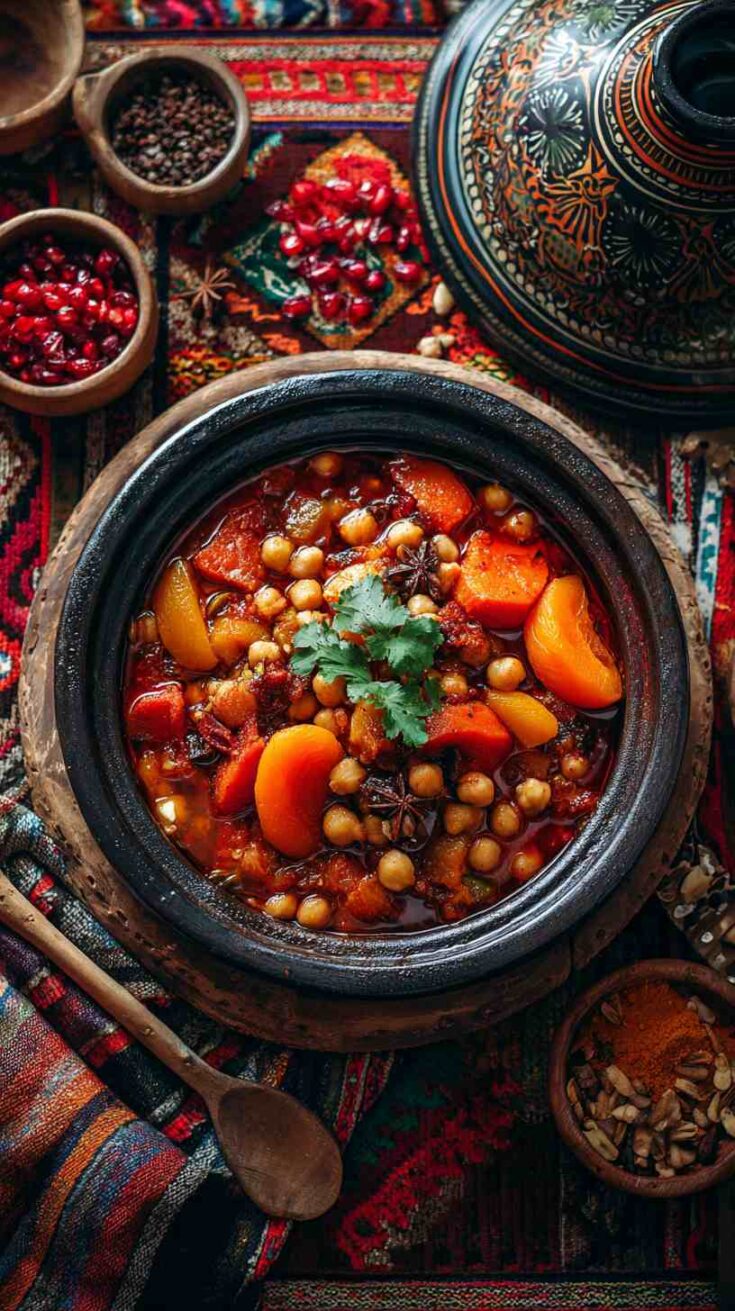 Crockpot Moroccan Chickpea Stew with Apricots and Chickpeas