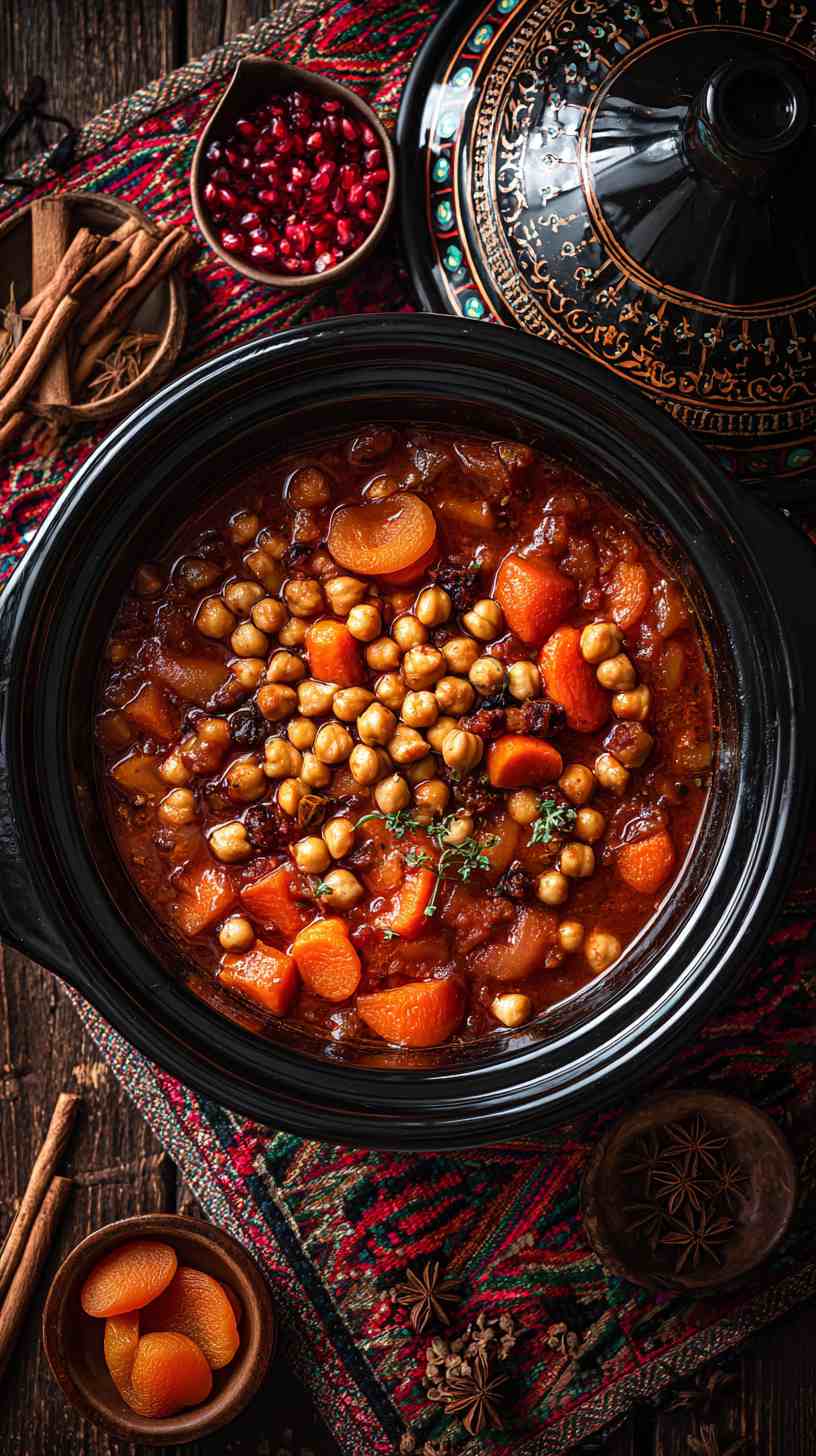 Crockpot Moroccan Chickpea Stew with Apricots and Chickpeas