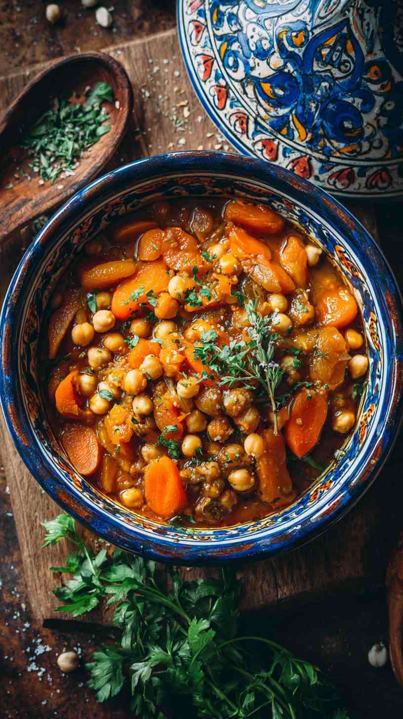 Crockpot Moroccan Chickpea Stew with Apricots and Chickpeas