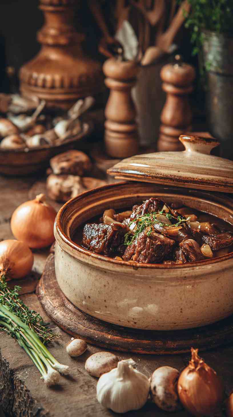 Crockpot Mushroom and Onion Braised Beef