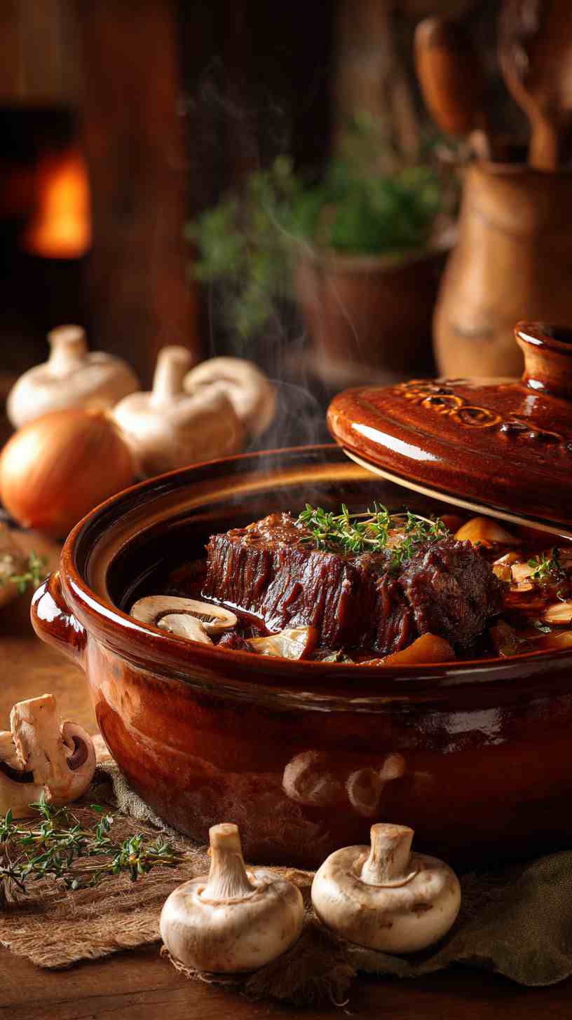 Crockpot Mushroom and Onion Braised Beef