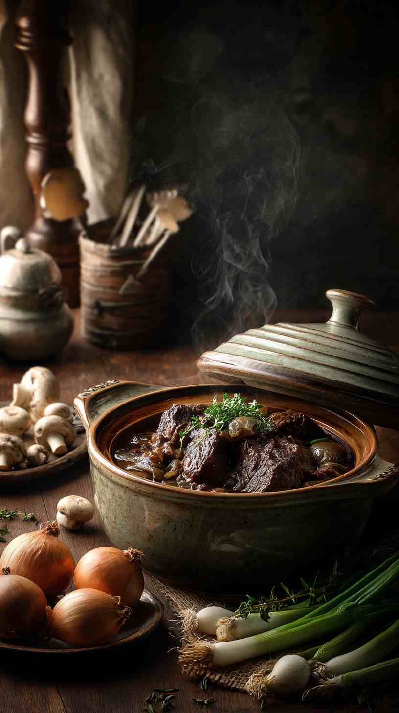 Crockpot Mushroom and Onion Braised Beef
