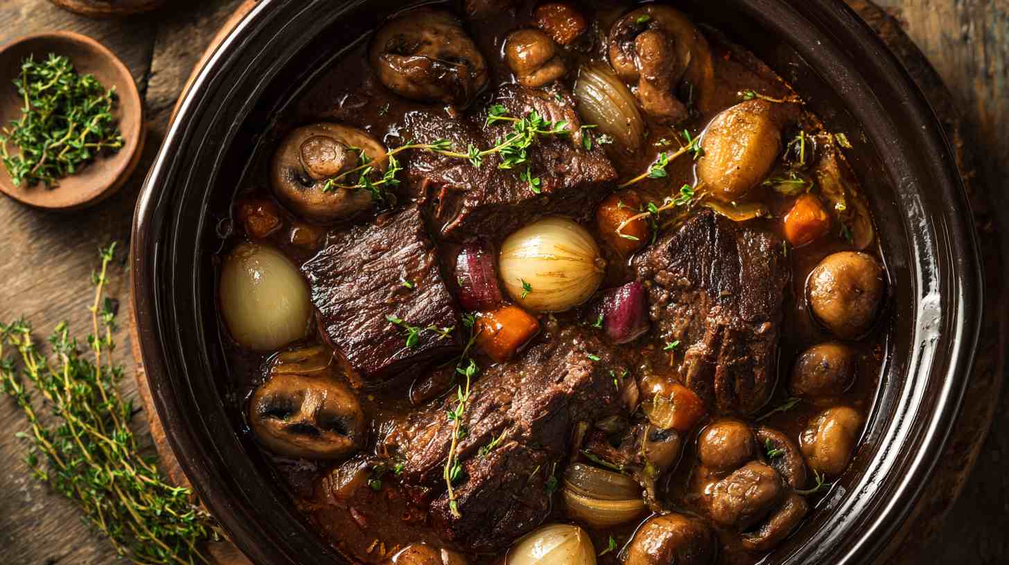 Crockpot Mushroom and Onion Braised Beef